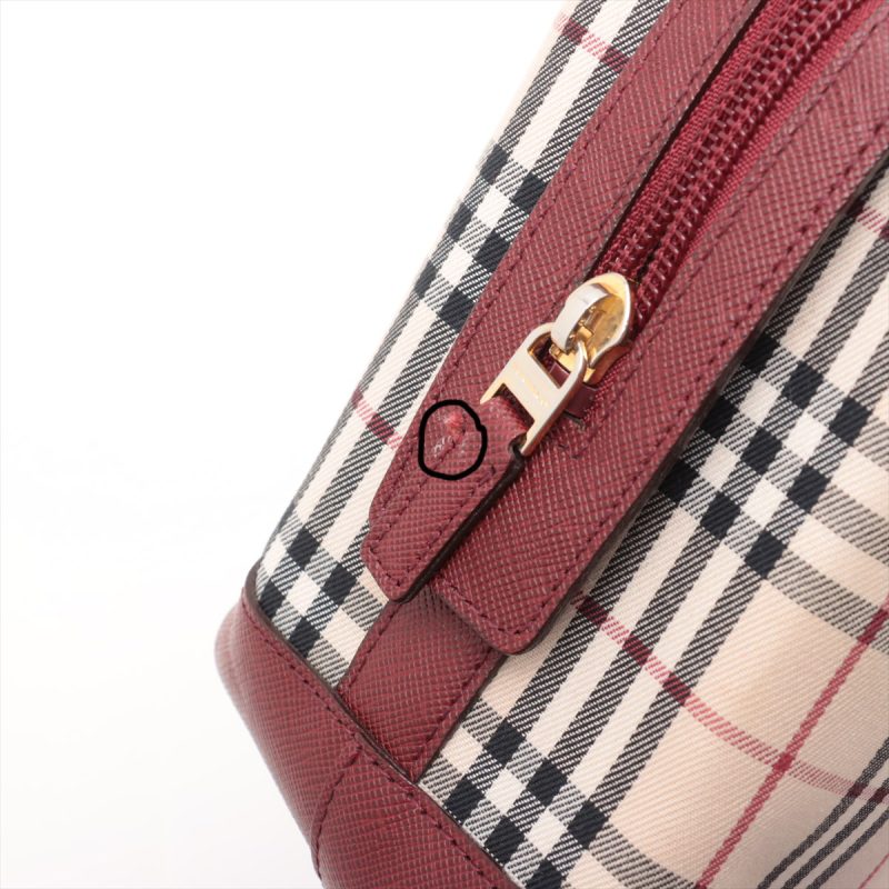 Burberry Borsa a Tracolla in Tela Nova Check e Pelle Beige x Bordeaux - immagine 18