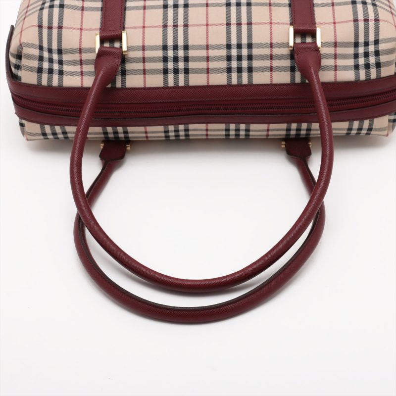 Burberry Borsa a Tracolla in Tela Nova Check e Pelle Beige x Bordeaux - immagine 8