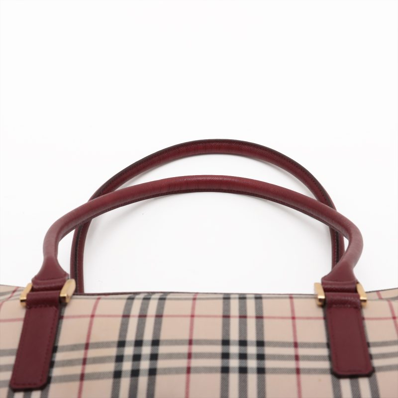 Burberry Borsa a Tracolla in Tela Nova Check e Pelle Beige x Bordeaux - immagine 9