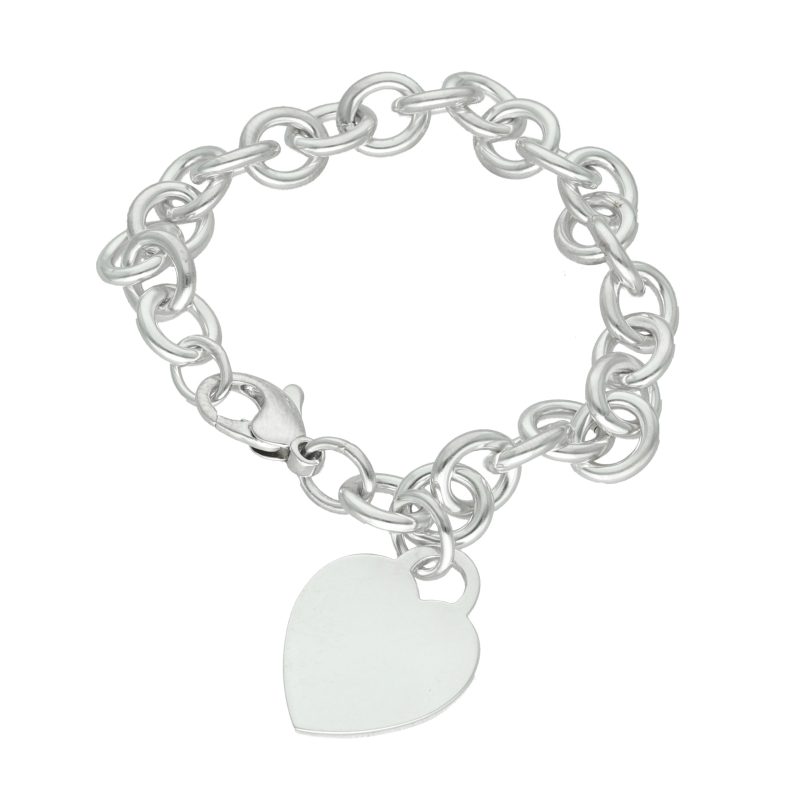 Bracciale Tiffany & Co. in Argento 925 Heart Tag 17 cm con Scatola Originale - immagine 5