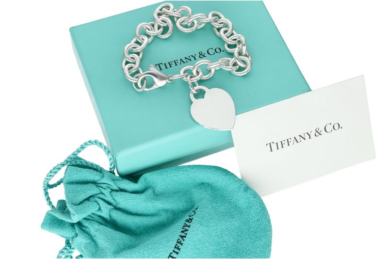 Bracciale Tiffany & Co. in Argento 925 Heart Tag 17 cm con Scatola Originale - immagine 6