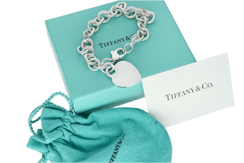 Bracciale Tiffany & Co. in Argento 925 Heart Tag 17 cm con Scatola Originale - immagine 7