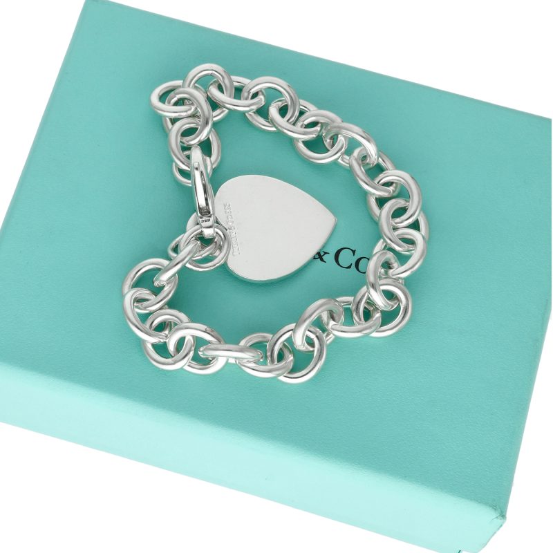 Bracciale Tiffany & Co. in Argento 925 Heart Tag 17 cm con Scatola Originale - immagine 10