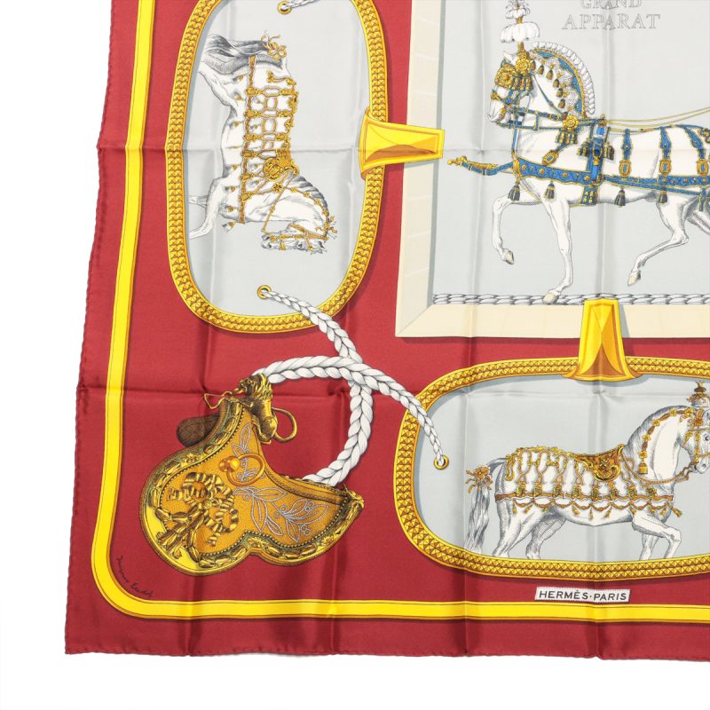 Foulard Hermès Carré 90 Grand Apparat Horses in Style 100% Seta - immagine 7