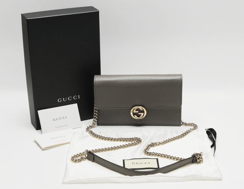 Gucci Interlocking Leather Shoulder Bag in Grey - Full Set - Image 19