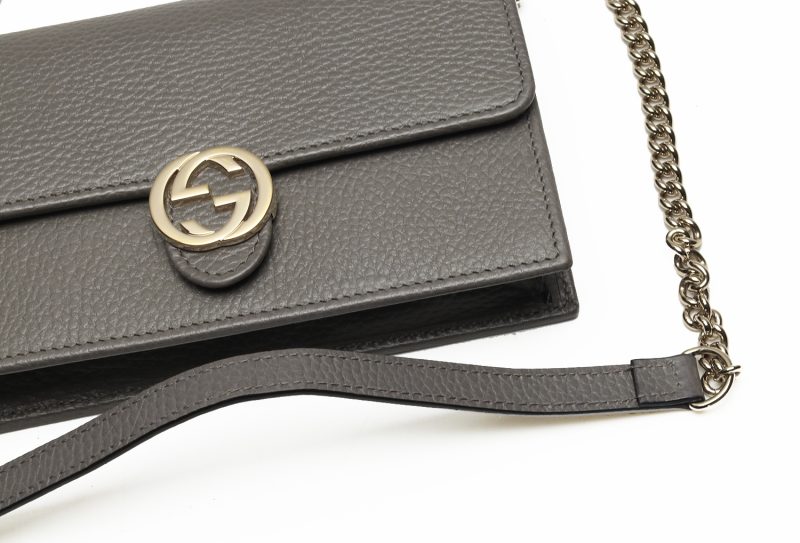 Gucci Interlocking Leather Shoulder Bag in Grey - Full Set - Image 9