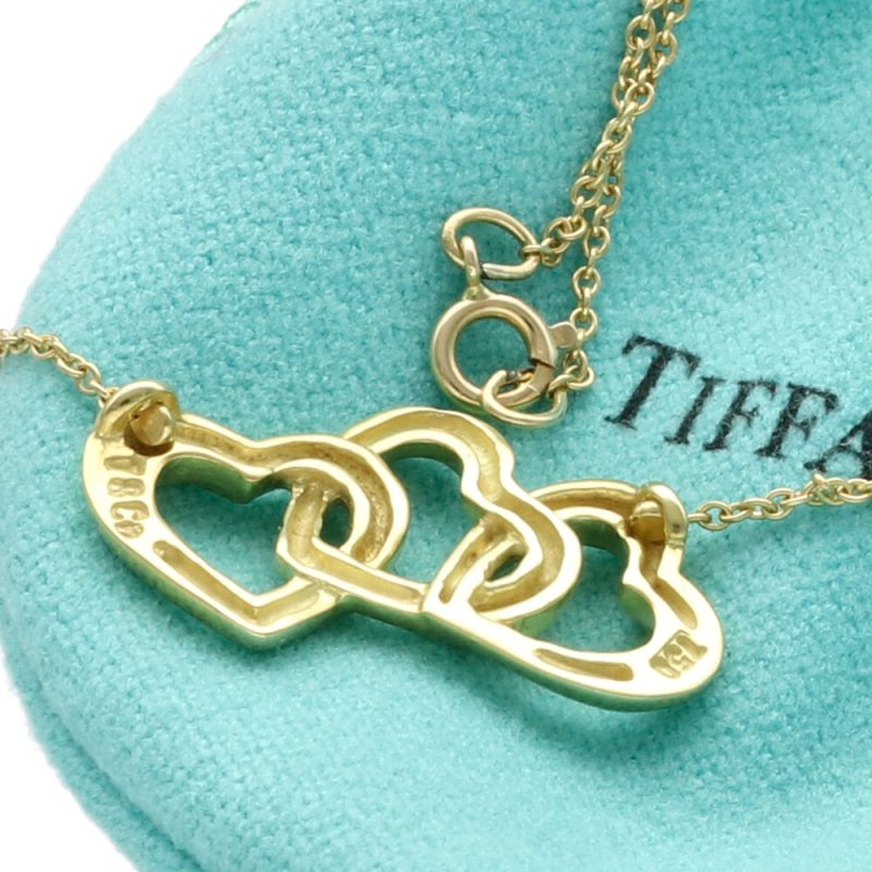 Tiffany Triple Heart Necklace 750 Yellow Gold - Timeless Elegance - Image 12