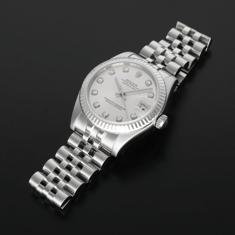 c. 2013 Rolex Datejust 31 ref. 178274 Steel Fluted Jubilee Silver Diamond - Serviced - Image 12